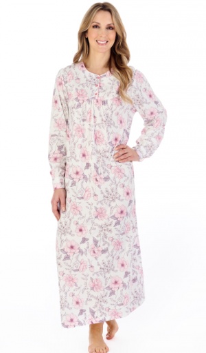 Slenderella 100% Cotton Floral Long Sleeve Nightdress